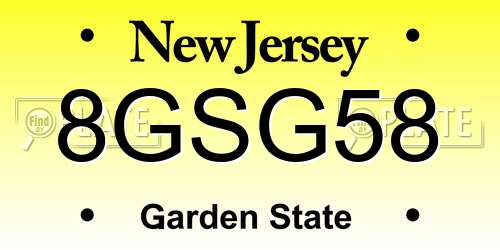 8GSG58 New Jersey License Plate