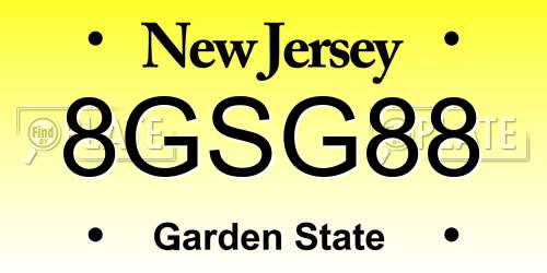 8GSG88 New Jersey License Plate