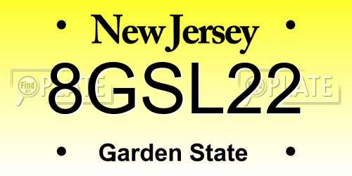 8GSL22 New Jersey License Plate