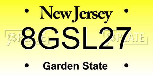 8GSL27 New Jersey License Plate