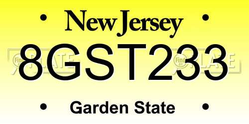 8GST233 New Jersey License Plate