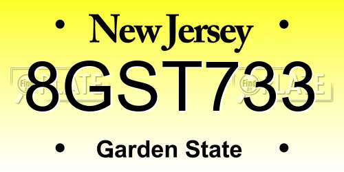 8GST733 New Jersey License Plate