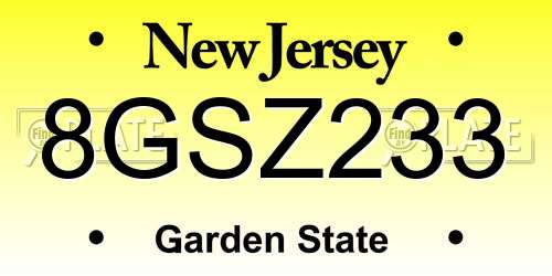 8GSZ233 New Jersey License Plate