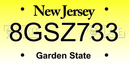 8GSZ733 New Jersey License Plate