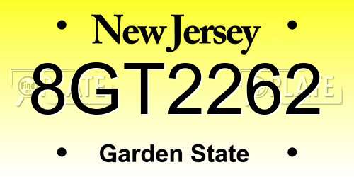 8GT2262 New Jersey License Plate