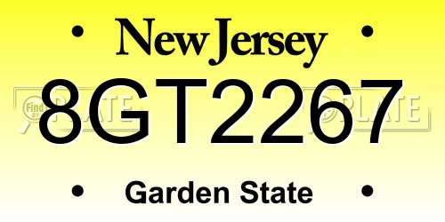 8GT2267 New Jersey License Plate