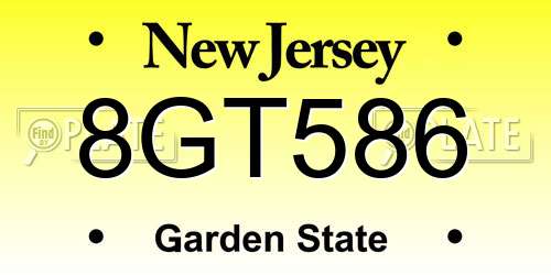 8GT586 New Jersey License Plate