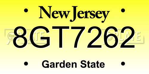 8GT7262 New Jersey License Plate