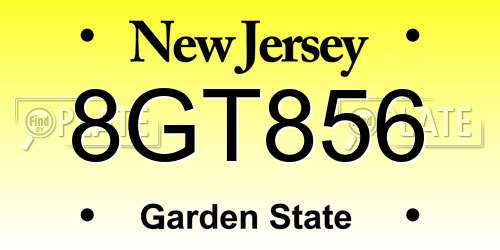 8GT856 New Jersey License Plate