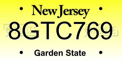 8GTC769 New Jersey License Plate