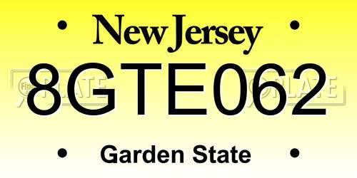 8GTE062 New Jersey License Plate