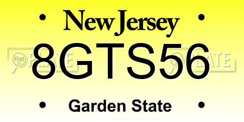 8GTS56 New Jersey License Plate