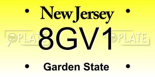 8GV1 New Jersey License Plate