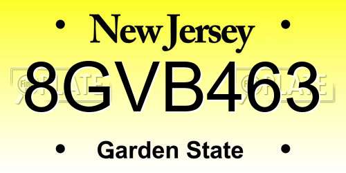 8GVB463 New Jersey License Plate