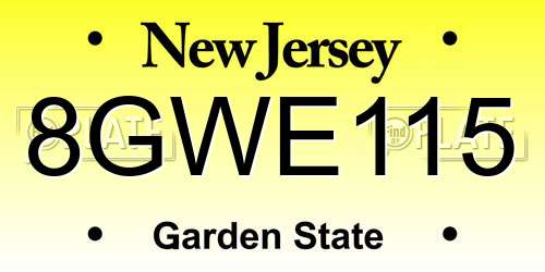 8GWE115 New Jersey License Plate