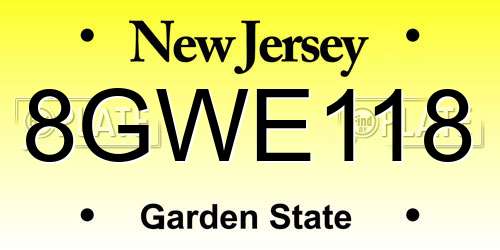 8GWE118 New Jersey License Plate