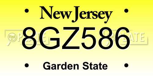 8GZ586 New Jersey License Plate