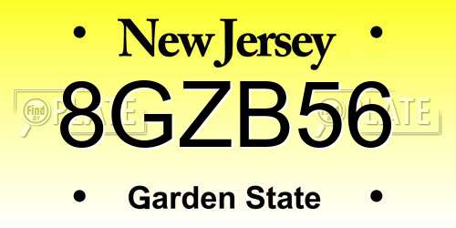 8GZB56 New Jersey License Plate