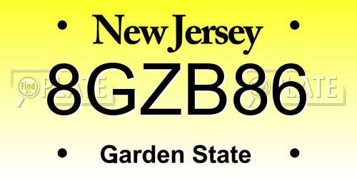 8GZB86 New Jersey License Plate