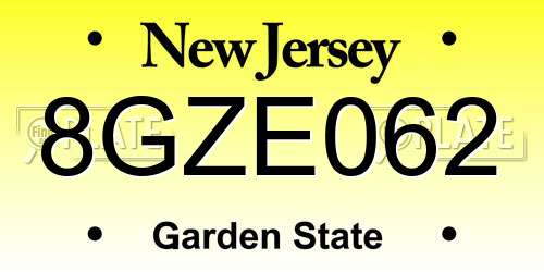 8GZE062 New Jersey License Plate