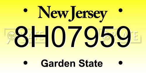 8H07959 New Jersey License Plate