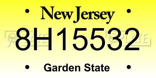 8H15532 New Jersey License Plate