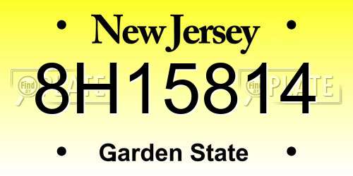 8H15814 New Jersey License Plate