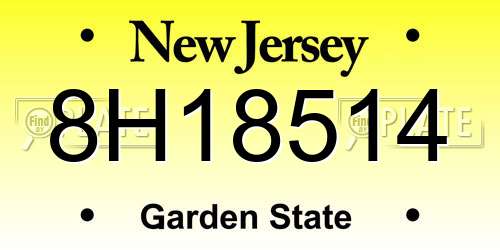 8H18514 New Jersey License Plate