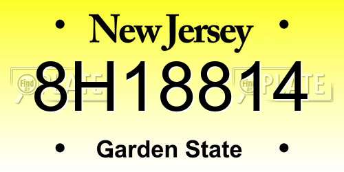 8H18814 New Jersey License Plate