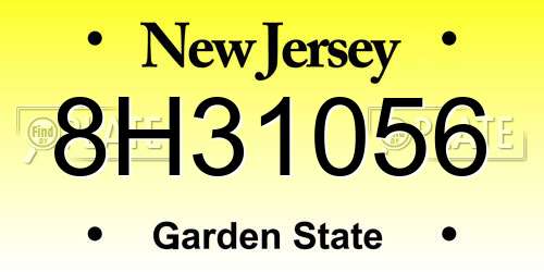 8H31056 New Jersey License Plate