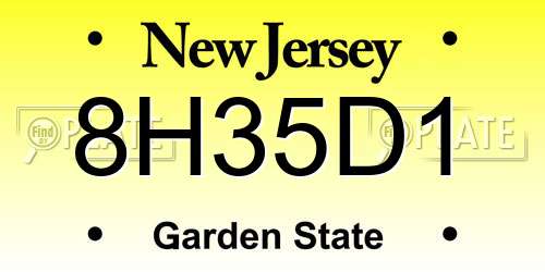 8H35D1 New Jersey License Plate