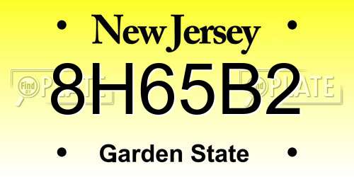 8H65B2 New Jersey License Plate