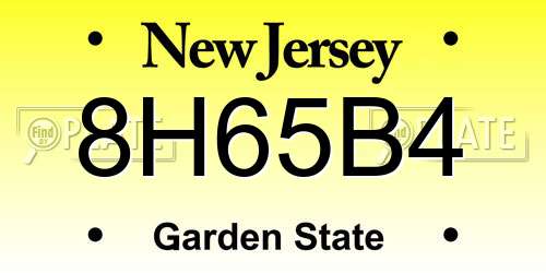 8H65B4 New Jersey License Plate