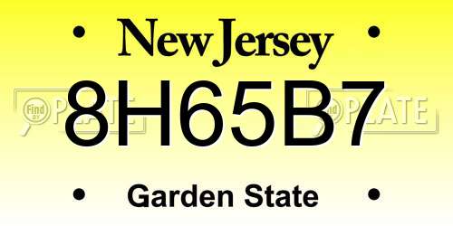 8H65B7 New Jersey License Plate