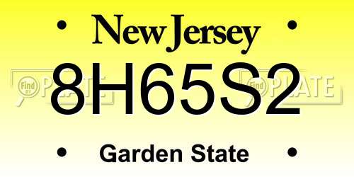 8H65S2 New Jersey License Plate