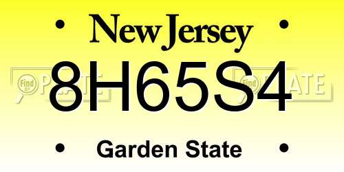8H65S4 New Jersey License Plate