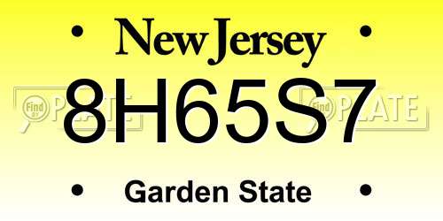 8H65S7 New Jersey License Plate
