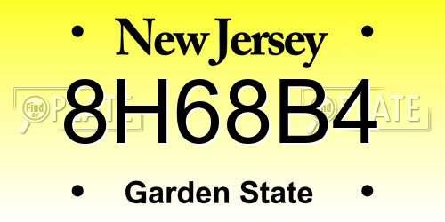 8H68B4 New Jersey License Plate