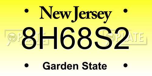 8H68S2 New Jersey License Plate