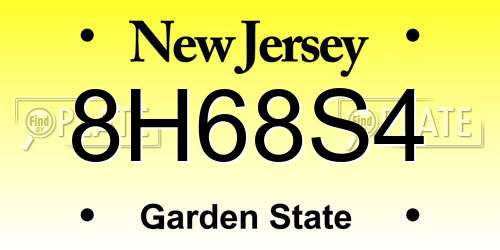 8H68S4 New Jersey License Plate