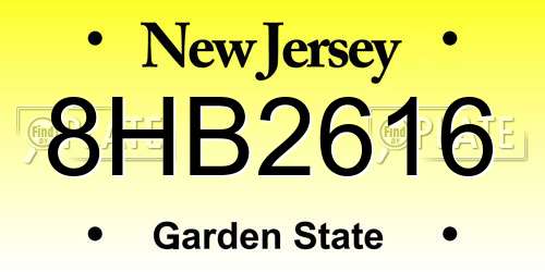 8HB2616 New Jersey License Plate