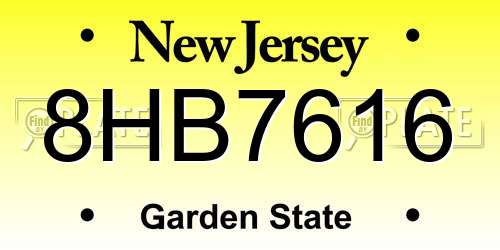 8HB7616 New Jersey License Plate