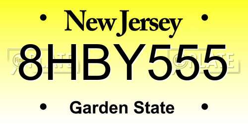8HBY555 New Jersey License Plate