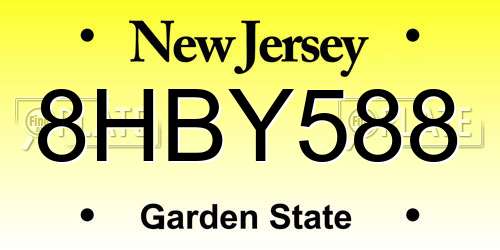 8HBY588 New Jersey License Plate