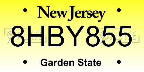 8HBY855 New Jersey License Plate