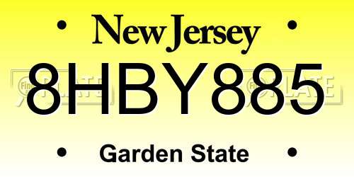 8HBY885 New Jersey License Plate