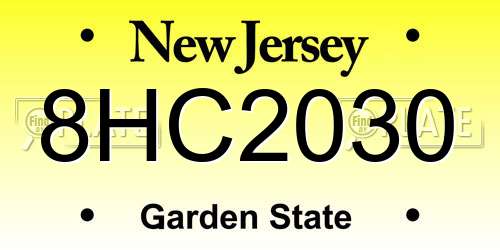 8HC2030 New Jersey License Plate