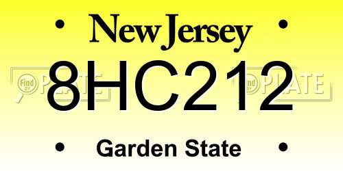 8HC212 New Jersey License Plate