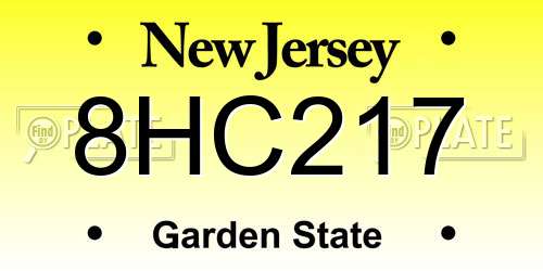 8HC217 New Jersey License Plate