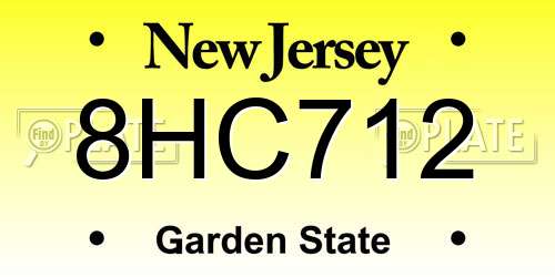 8HC712 New Jersey License Plate